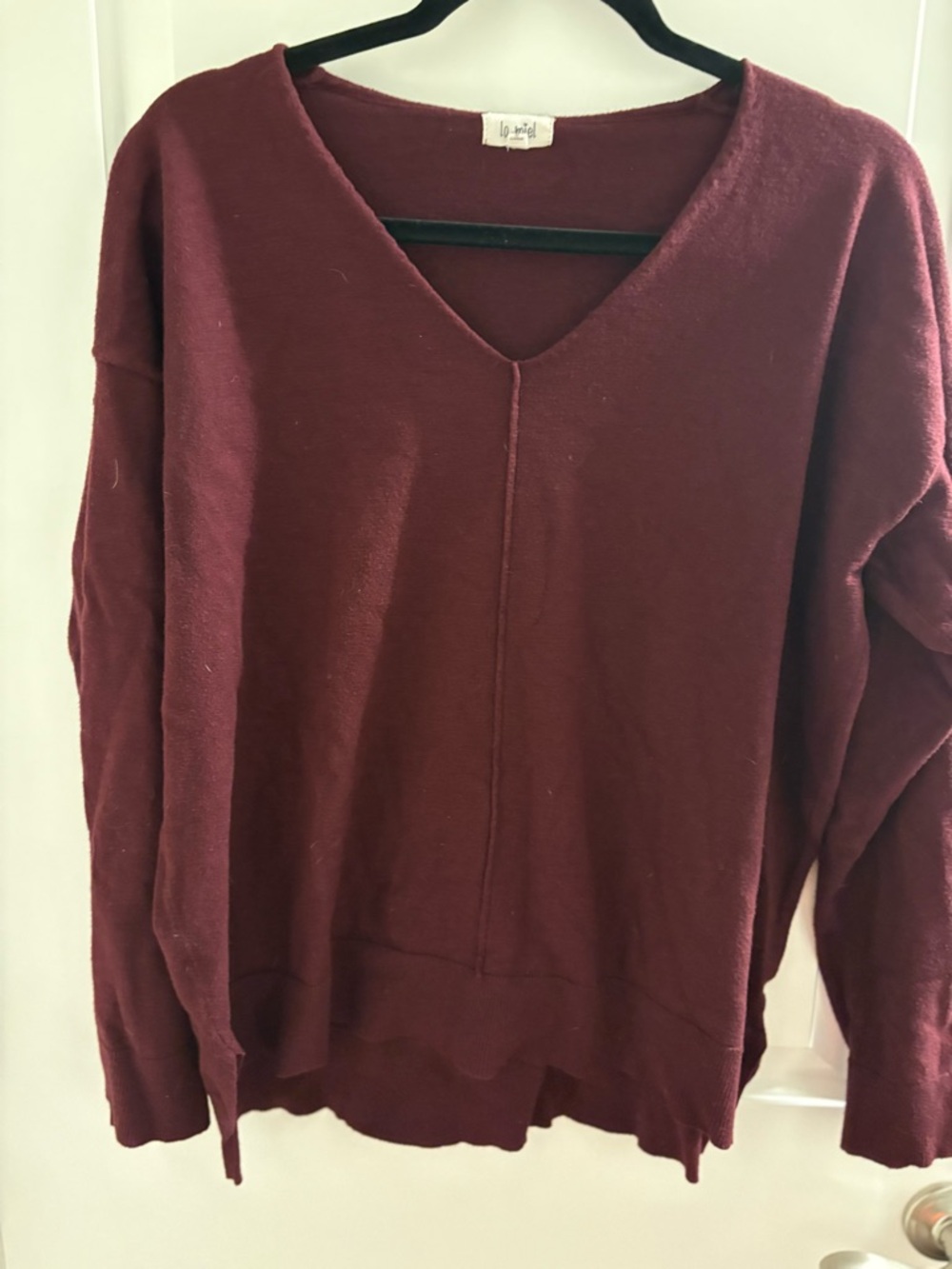V-Neck Burgundy Women's Sweater